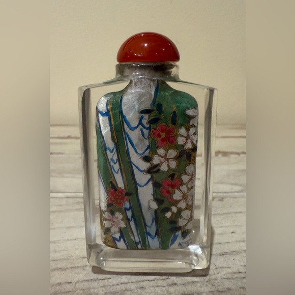 Vintage Chinese Snuff Bottle Reverse-Painted Floral - Picture 3 of 8